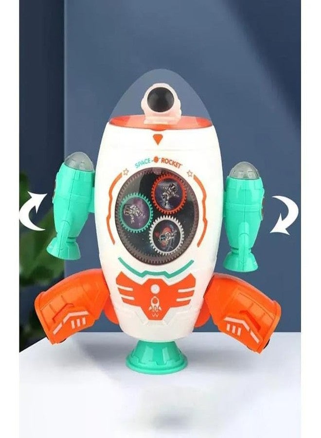 TEMSON Space Rocket Musical Toy - 360 Degree Rotation Space Rocket Robot Toys, Gear Rotation Musical Space Shuttle Toys, Space Robot Dancing Toys with Light and Music (Assorted Color) - Image 1